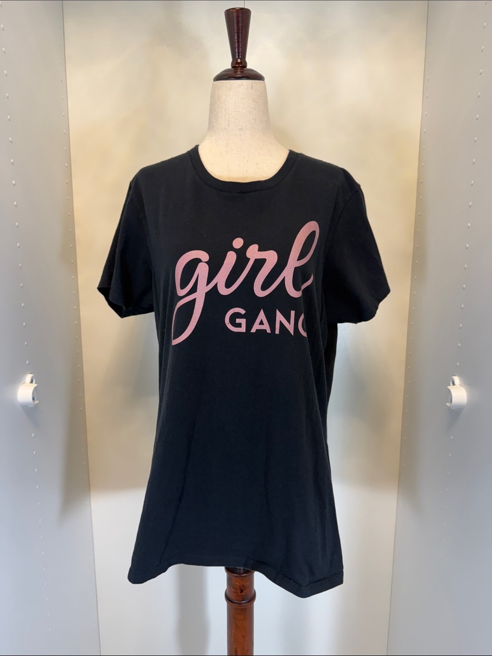 Port and Company Black Tee with Pink "girl gang" Graphic